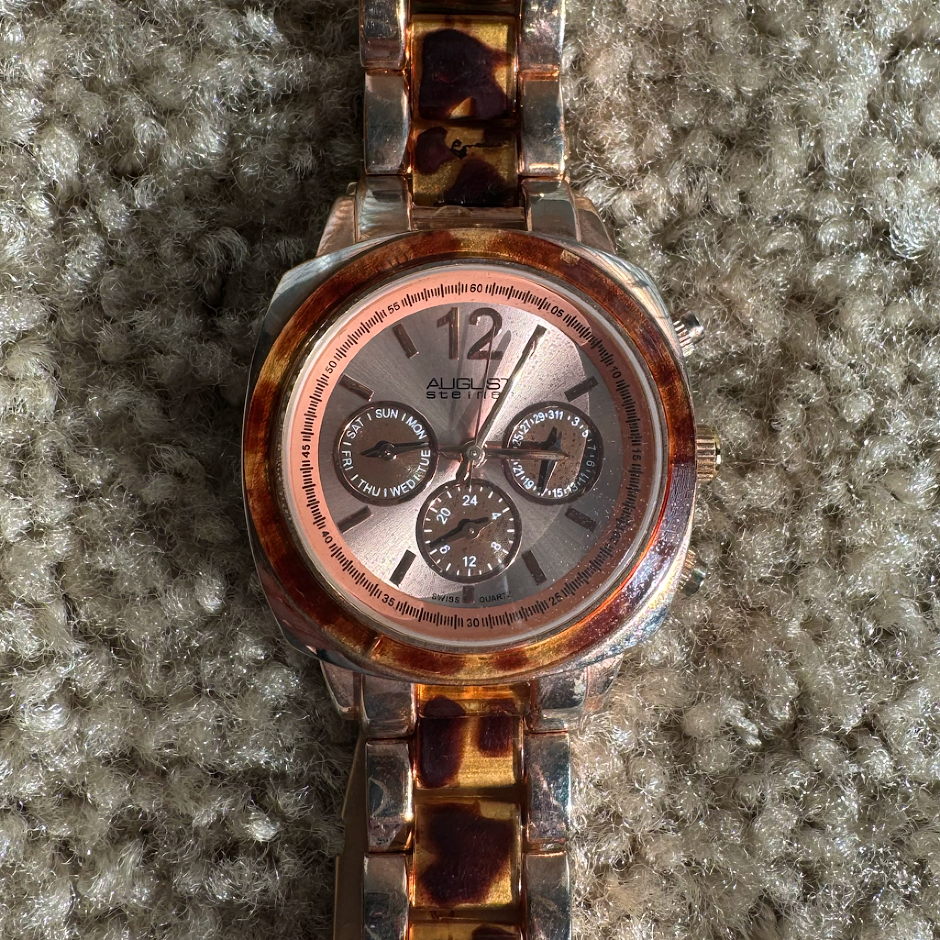 August Steiner Rose Gold Watch Original Box Extra Links And Manual 15$